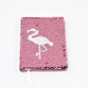 sequin flamingo notebook