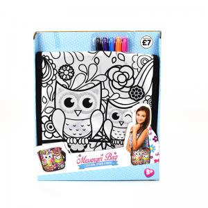 DIY color your own owl message bag