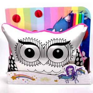 Doodle owl pillow
