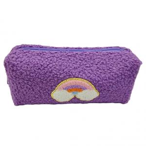 Rainbow plush pencil case