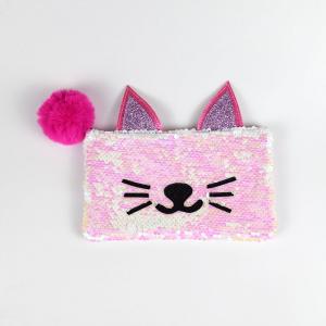 sequin cat pencil case